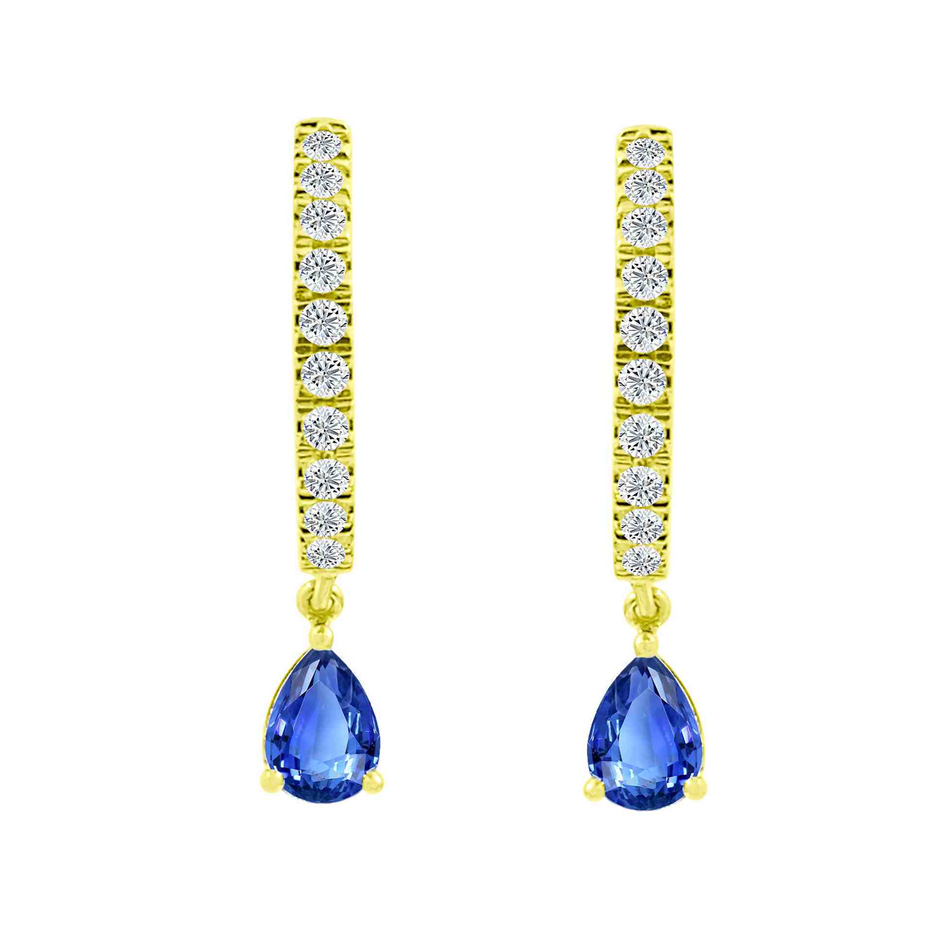 Blue Sapphire Drop Diamond Huggies Hoop Earring ER21067ABS